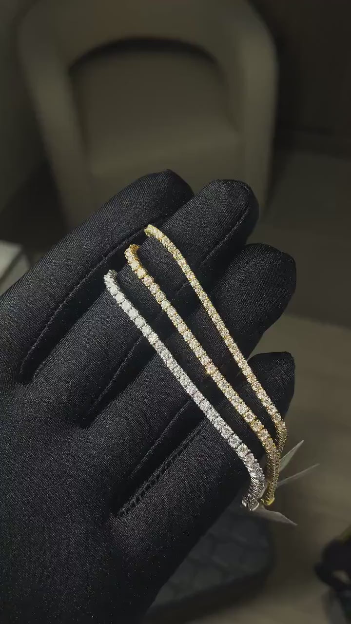 14K Gold Round Cut 3ct - 4ct - 5ct Lab Grown Diamond Tennis Bracelet