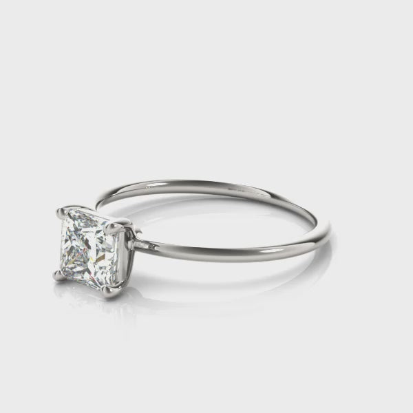14KT Gold Princess Cut Solitaire Lab Grown Diamond Engagement Ring (1 CTW to 5 CTW)