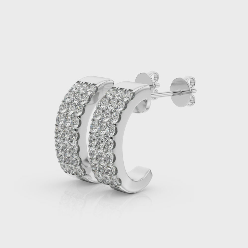 Diamond - C-Shape Hoop Earring in 14K Gold (0.96 ct. tw)