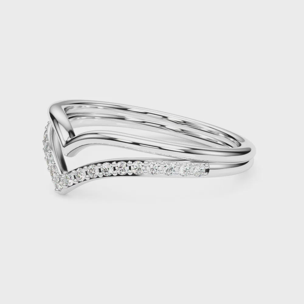 14K Chevron Round Wedding Ring