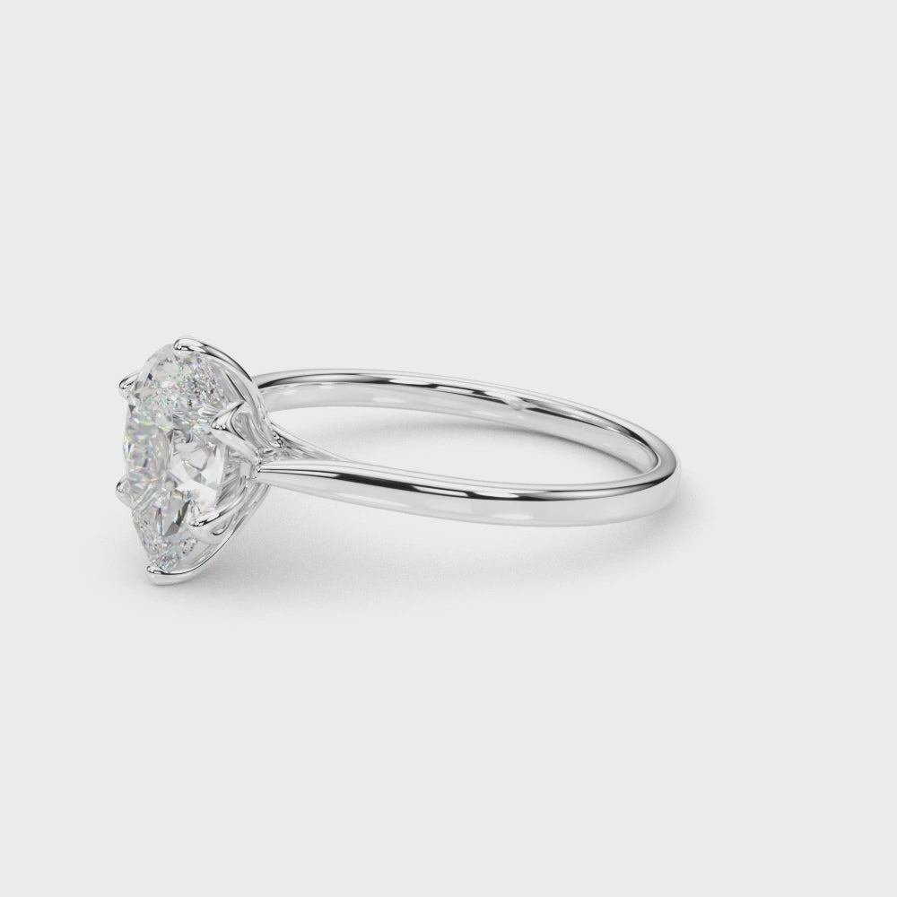 14KT Gold Pear Cut Solitaire Lab Grown Diamond Engagement Ring (1 CTW to 5 CTW)