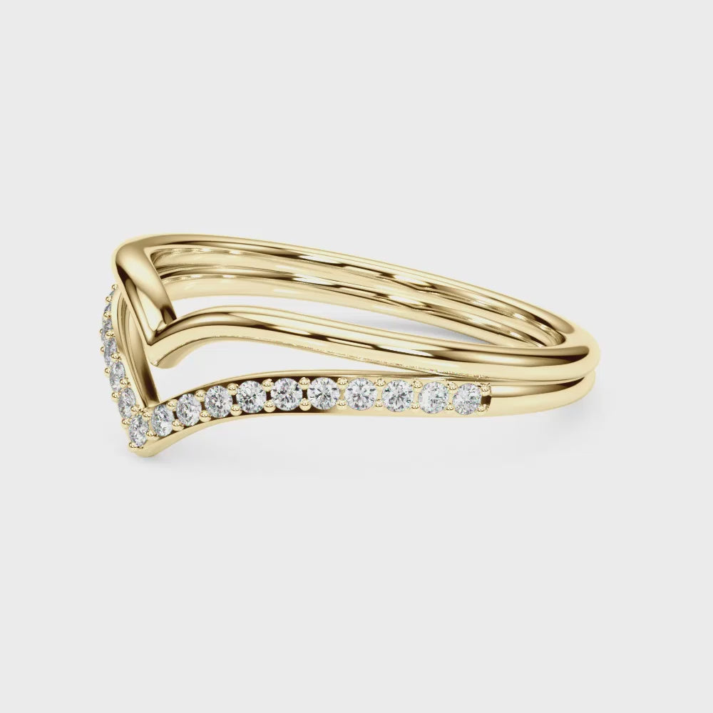 14K Chevron Round Wedding Ring