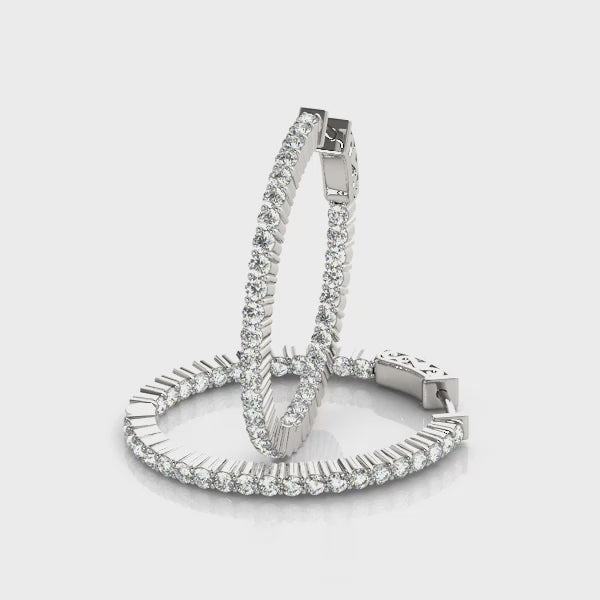 Oval - Prong Oval Hoop Earring in 14K Gold (1.92 ct. tw)