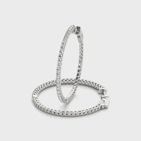 Round - Vault Lock Round Hoop Earring in 14K Gold (0.50 ct. tw)