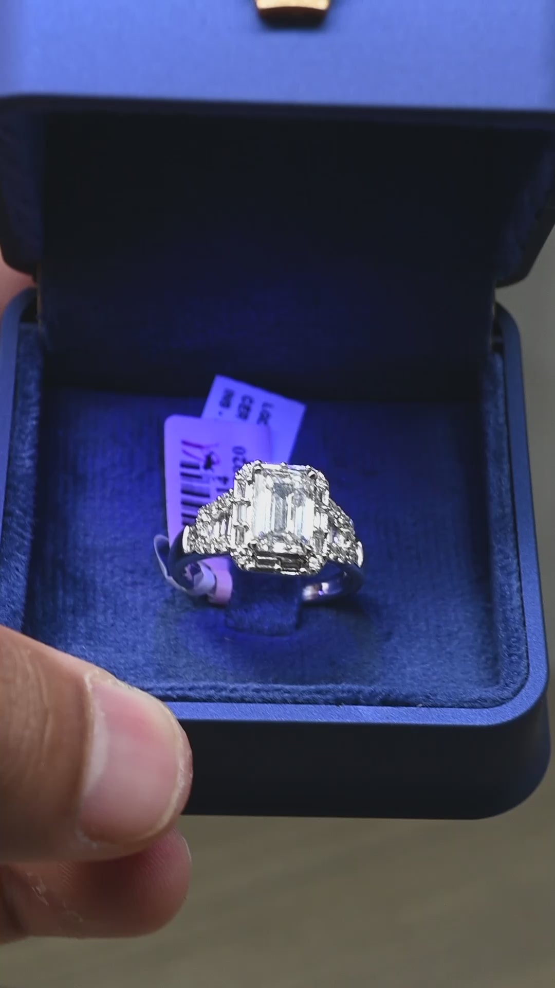 14K Gold 2.83 CT Lab Grown Emerald Cut Lab Diamond Engagement Ring